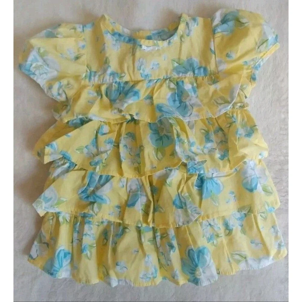 dress 12 months Girls Heartstrings sleeveless yellow floral summer ruffle Baby